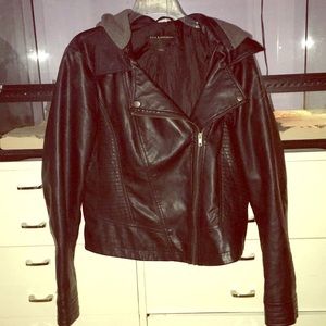 Faux-Leather Cropped Jacket